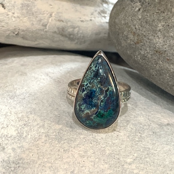 Azurite in Chrysocolla Sterling Ring - Picture 4 of 5